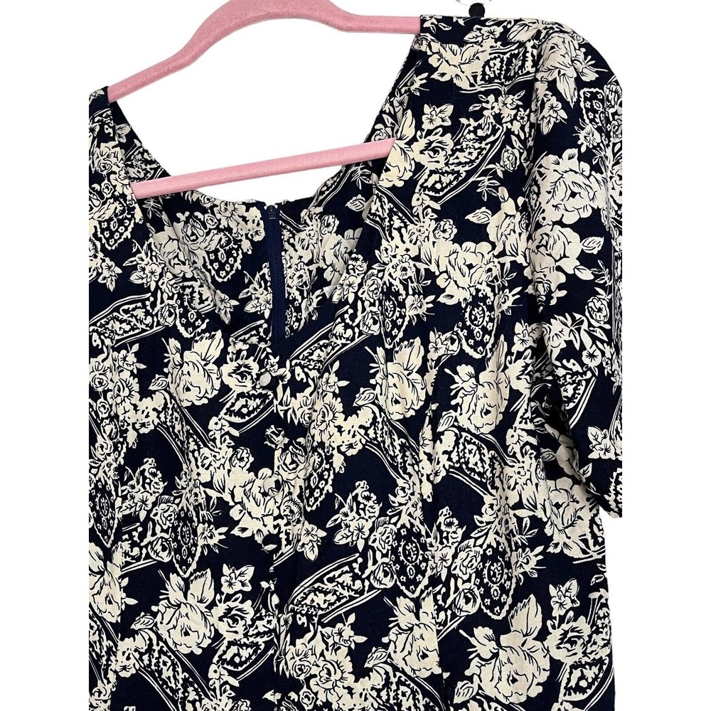 Vintage Jeffrey & Dara Floral Wide Leg Jumpsuit Romper Navy Blue Size 11/12